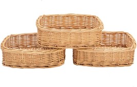 3 Pcs. Of Rectangular Storage Bins In Small Wicker For Small Items. - £26.32 GBP