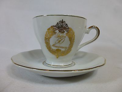 Primary image for Napcoware Golden 50th Anniversary Cup Tea Coffee Cup Saucer Set C-9372 Japan