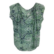 Cabi Womens Shirt Size xs Green Blue Sleeveless Ties V Neck Sheer Casual Top  - £17.59 GBP