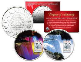 NIAGARA FALLS * Daytime &amp; Nightime * Set of 2 Royal Canadian Mint Medallion Coin - £9.72 GBP