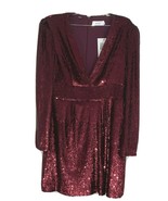 A.L.C. Sequin Mara Mini Dress Long Sleeve Deep V Front Bordeaux Red Size... - $246.68 CAD