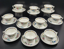 10 Syracuse China Dewitt Clinton Cups Saucers Set MCM Floral Restaurant Ware Lot - £95.37 GBP