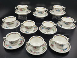 10 Syracuse China Dewitt Clinton Cups Saucers Set MCM Floral Restaurant ... - £94.85 GBP