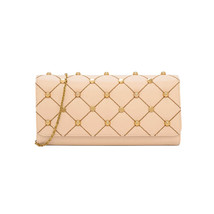 Charles &amp; Keith Embellished Quilted Wallet Chain Clutch Small Shoulder Bag Beige - £23.48 GBP