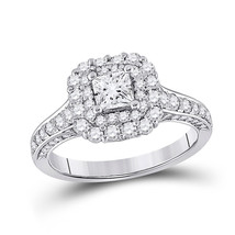 14kt White Gold Princess Diamond Halo Bridal Wedding Engagement Ring 1-1/2 Ctw - £2,710.93 GBP