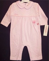 NWT Carter&#39;s Infant Girl&#39;s Pink Hearts 1 Pc. Jumpsuit Romper Layette, 6 Mos. - £8.58 GBP