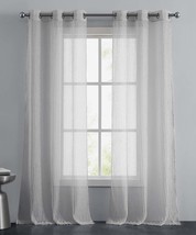 Juicy Couture Home MC Marnie Crushed Sheer 38X96&quot; Pair Gray Curtain Panels - £21.57 GBP