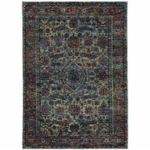 9 X 12 Blue and Purple Oriental Power Loom Area Rug - $1,170.49