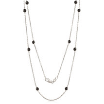 925 Sterling Silver 14k WG Necklace By The Yard With Round Shaped Black C.Z  - £42.71 GBP+