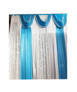 1 PC 3Mx3M Three Fold Blue Wedding Party Decoration Stage Backdrop Silk ... - $114.60 CAD