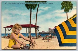 1954 spa beach &amp; million-dollar pier St. Petersburg Florida Postcard - £3.90 GBP