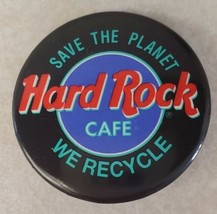 Vintage Hard Rock Cafe Save The Planet We Recycle Pinback Button Pin 1.25&quot; - £10.12 GBP