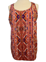 Olive &amp; Oak Orange Print Scoop Neck Sleeveless Top Size M - $8.54