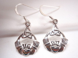 Claddagh Celtic Infinity Earrings 925 Sterling Silver Dangle Corona Sun Jewelry - $21.59