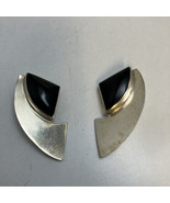 Taxco MM-34 Mexico Onyx &amp; Sterling MCM Los Ballesteros Clip On Earrings - $92.19 CAD