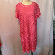 Isaac Mizrahi Live Hot Pink Stretch Lace Short Sleeve Dress Women&#39;s Size XL - $480.74 MXN