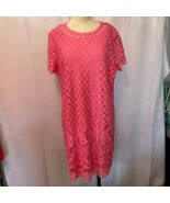 Isaac Mizrahi Live Hot Pink Stretch Lace Short Sleeve Dress Women&#39;s Size XL - $480.74 MXN