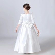 Girls  First communion Dress flower girl Satin Wedding Performance Host Dress - £117.24 GBP