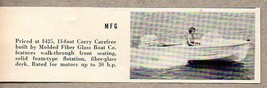 1960 Magazine Photo MFG Molded Fiber Glass Boats 13&#39; Corry Carefree - £6.36 GBP