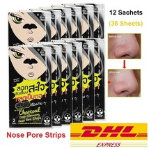 12 x Sachets Charcoal Deep Cleansing Nose Pore Strips Blackhead Removal Peel Off - £30.70 GBP