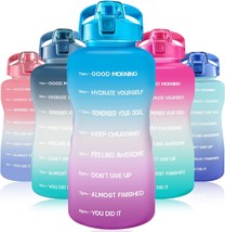 128oz Leakproof Free Drinking Water Bottle with Motivational Time Marker BPA Fre - £32.35 GBP