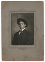 Cabinet Card Photo Attractive Young Man with Hat 1890s-1910s - Gay Int. - £10.38 GBP
