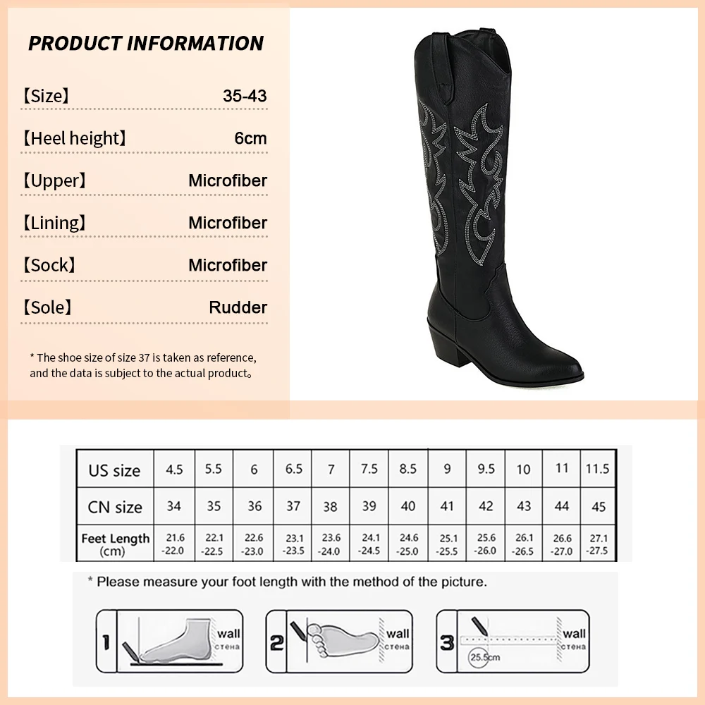 GO Women&#39;s Embroidered Western Knee High Boots boy girl Boots  Heel Platform Boo - £137.58 GBP