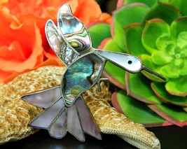 Vintage hummingbird bird brooch pin abalone mop shell alpaca mexico thumb200