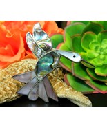 Vintage Hummingbird Bird Brooch Pin Abalone MOP Shell Alpaca Mexico - £19.14 GBP