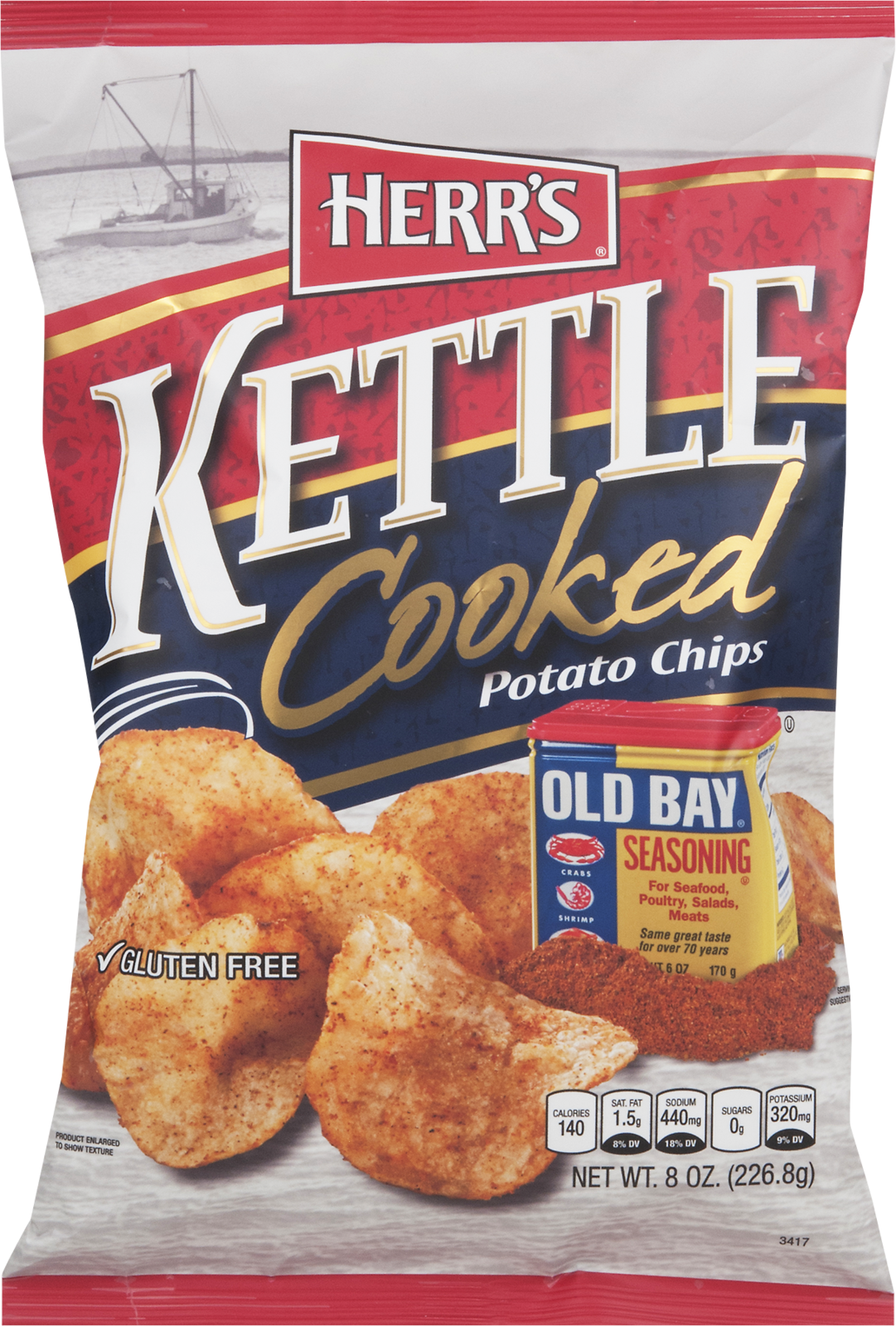 Herr's Kettle Cooked Potato Chips Old Bay Seasoning - 8 Oz. (4 Bags) - $34.89