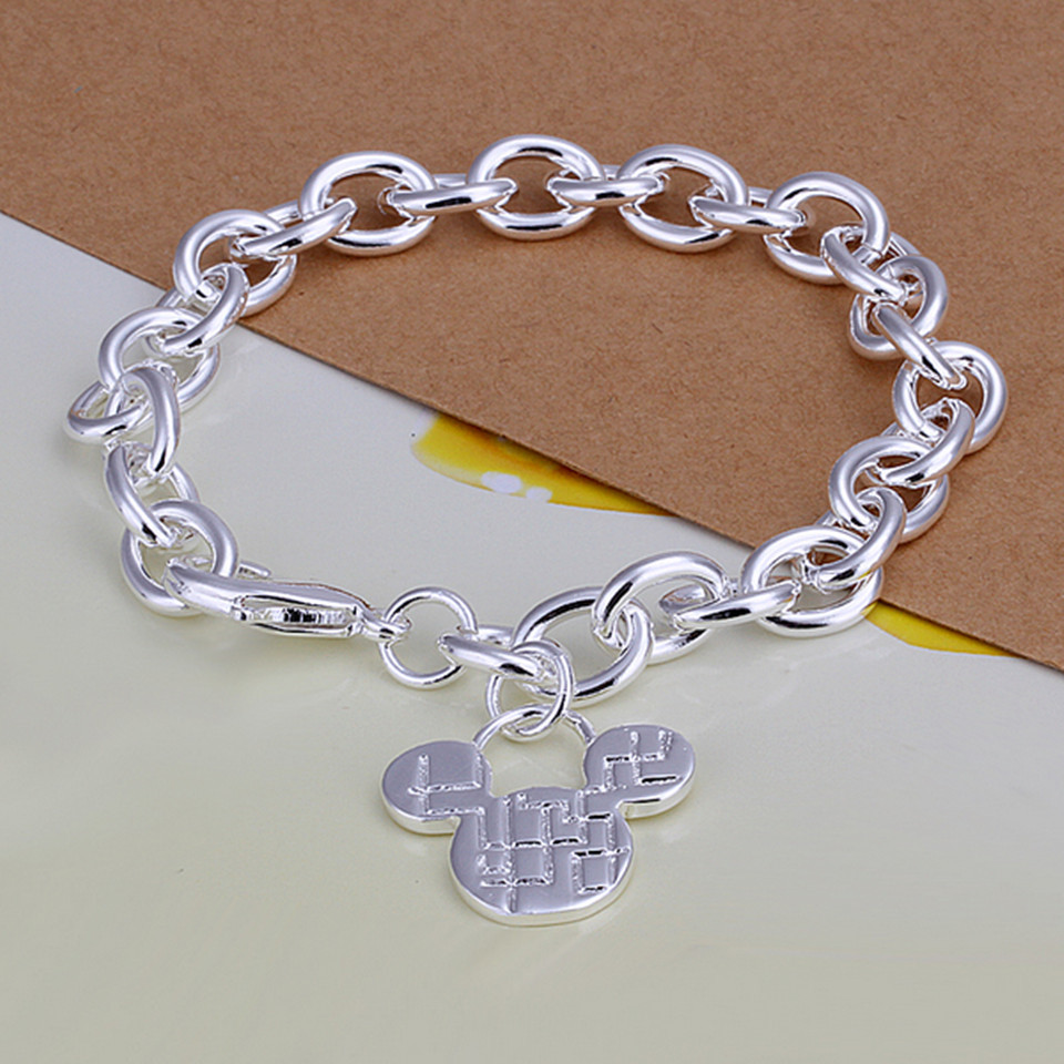 Fashion 925 Silver Color Cute Charm Bracelet Jewelry Bracelets For Women Girl Gi - £9.64 GBP