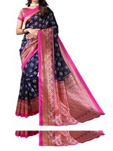 Women&#39;s Printed Poly Silk Saree with Blouse Indian Ethnic Traditional Gi... - £25.12 GBP