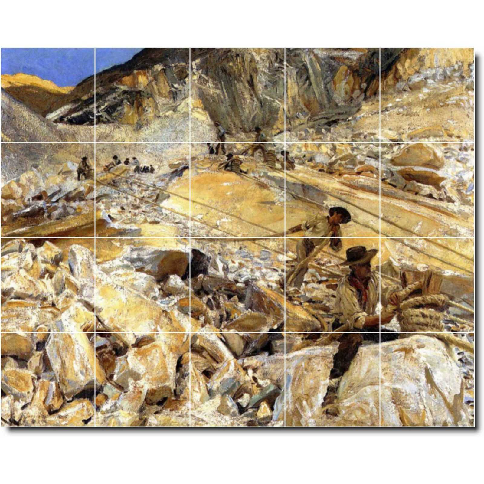 Sargent john bringing dopwn marble from the quarries in carrara