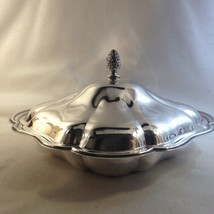 Sheffield Silverplate Covered Dish Square PineCone or Pineapple Finial 10x10 VFC - £30.00 GBP