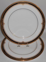 Set (2) NORITAKE Bone China GOLD AND SABLE PATTERN Dinner Plates MADE IN... - £71.05 GBP