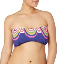 Trina Turk Womens Rainbow Swirl Textured Bandeau Bikini Top, Ultramarine Size 10 - £61.41 GBP