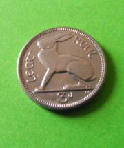 High Grade 1968 Irish Threepence Coin - Superb Condition - Bunny Rabbit Ireland - $6.50