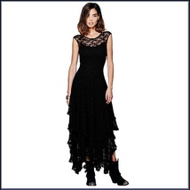 Bohemian Plus Size Sleeveless Tiered Sheer Layered Lined Lace Irregular Hem Gown image 2