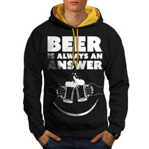 Wellcoda Beer Answer Cool Funny Mens Contrast Hoodie, Pint Casual Jumper - £31.21 GBP