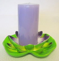 Waterlilly Candle and Holder 2 Piece Set Item 39247 AS IS - £19.98 GBP