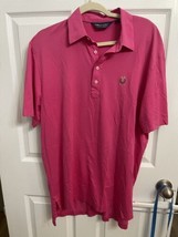 Ralph Lauren Polo Shirt L Pro Fit Golf Pink Plaid Trim Soft Pima Cotton Peru - £14.81 GBP