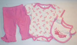 Mon Cheri Infant Baby Girls 3 Pc Cutie Pie Outfit Pink Bows Size 3-6 Months NWOT - £7.52 GBP