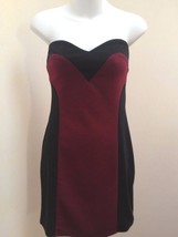 Ya Los Angeles M Dress Black Burgundy Colorblock Bodycon Sheath Strapless - £17.21 GBP