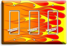 Hot Rod Red Yellow Orange Flames Triple Gfi Light Switch Wall Plate Cover Garage - £13.14 GBP