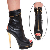 5 1/2&quot; Leather Zip Ankle Boots w/Alvina Stiletto Heel  Sz 5-11 #3316-AB - £168.89 GBP