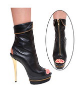5 1/2&quot; Leather Zip Ankle Boots w/Alvina Stiletto Heel  Sz 5-11 #3316-AB - £167.24 GBP