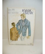 Vintage Kwik-Sew Cut Out Men&#39;s Sport Coat Pattern 329 Chest Size 42-44-4... - $5.09