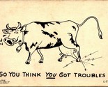 Comic Cow Stepping On Udder Has Troubles UNP Chrome Postcard Cook Co L C 29 - £4.23 GBP