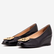The Selene Black Leather Wedge Heel Women Shoe image 2