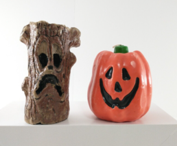 Vintage Halloween Candles Creepy Haunted Tree &amp; Evil Jack O Lantern Pumpkin! - £31.93 GBP